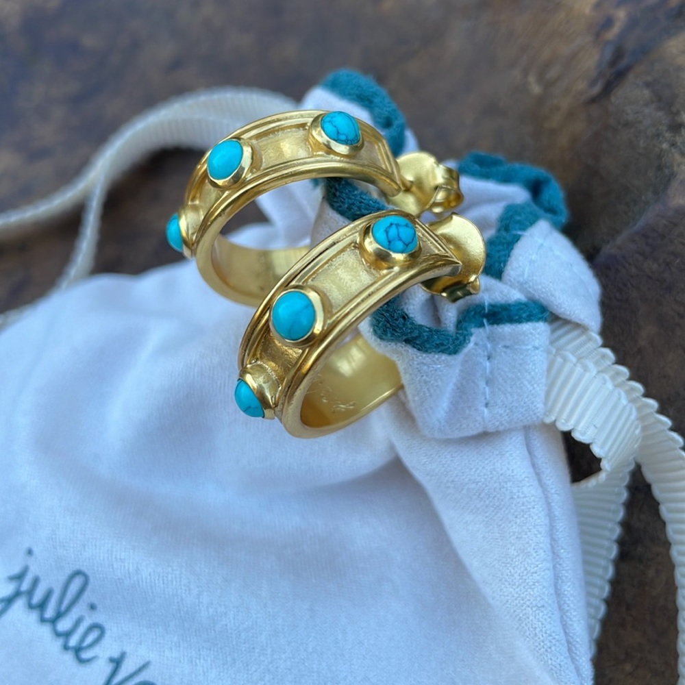 Julie Vos Gold & Turquoise Small Hoops